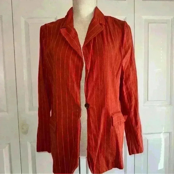 SANS SOUCI Blazer Red Brick Striped Medium - Picture 3 of 4